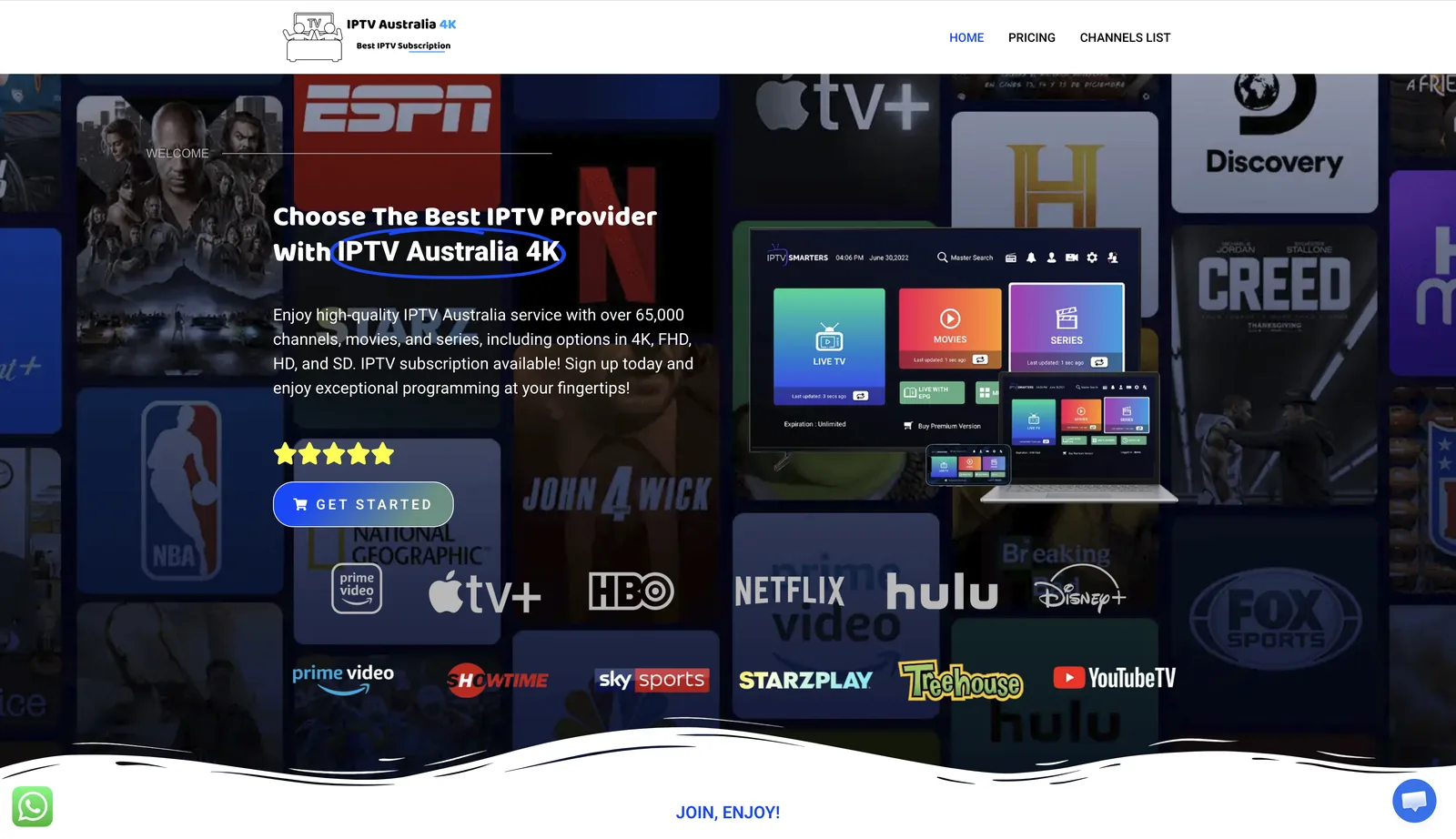 IPTV Australia HD homepage — IPTV service